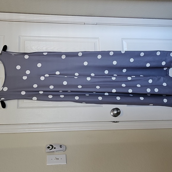 NWT The Tulips Sleeveless Long Peplum Pocketed Gray Polka Dot Dress XXL - Picture 7 of 10